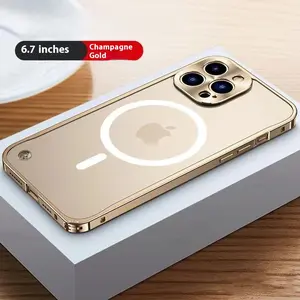 Applicable Ip14pro Phone Case Seahorse Buckle Metal Frame IP13 Drop-Resistant Lens 15pm Protective Cover Protection Protector