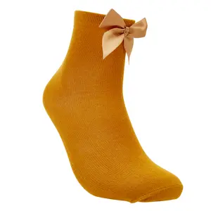 Baby Toddler Girls Cute Big Bow Ankle Socks Soft Breathable Solid Color Princess Dress Socks Infant Newborn Casual Daily Birthday Gift Short Socks