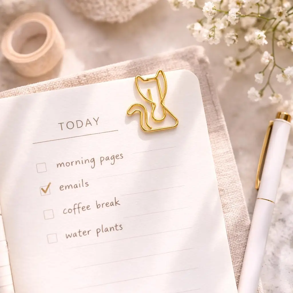 5-Piece Kawaii Gold Paper Clips Set, Aesthetic Office Desk Accessories, Classroom Supplies, Bookmark Clip Gift for Office Use