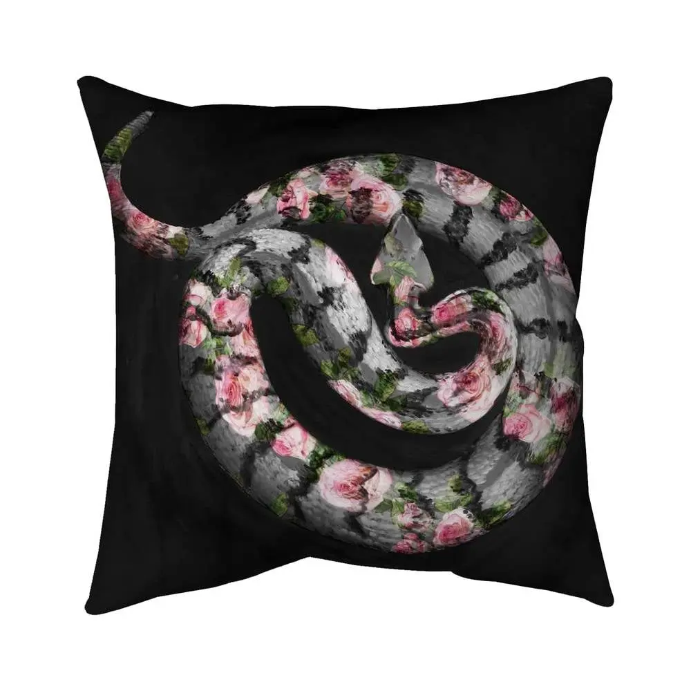 360 Stand 5541-1616-AN281-1 16x16 in. Modern Art Black Leaves Accent Pillow - Bold Print, Poisonous Flowers Motif, Intrigue Design, Polyester Fill, Art-Inspired Decorated Standard Pillow Home Textile, Art-Inspired Standard Pillows
