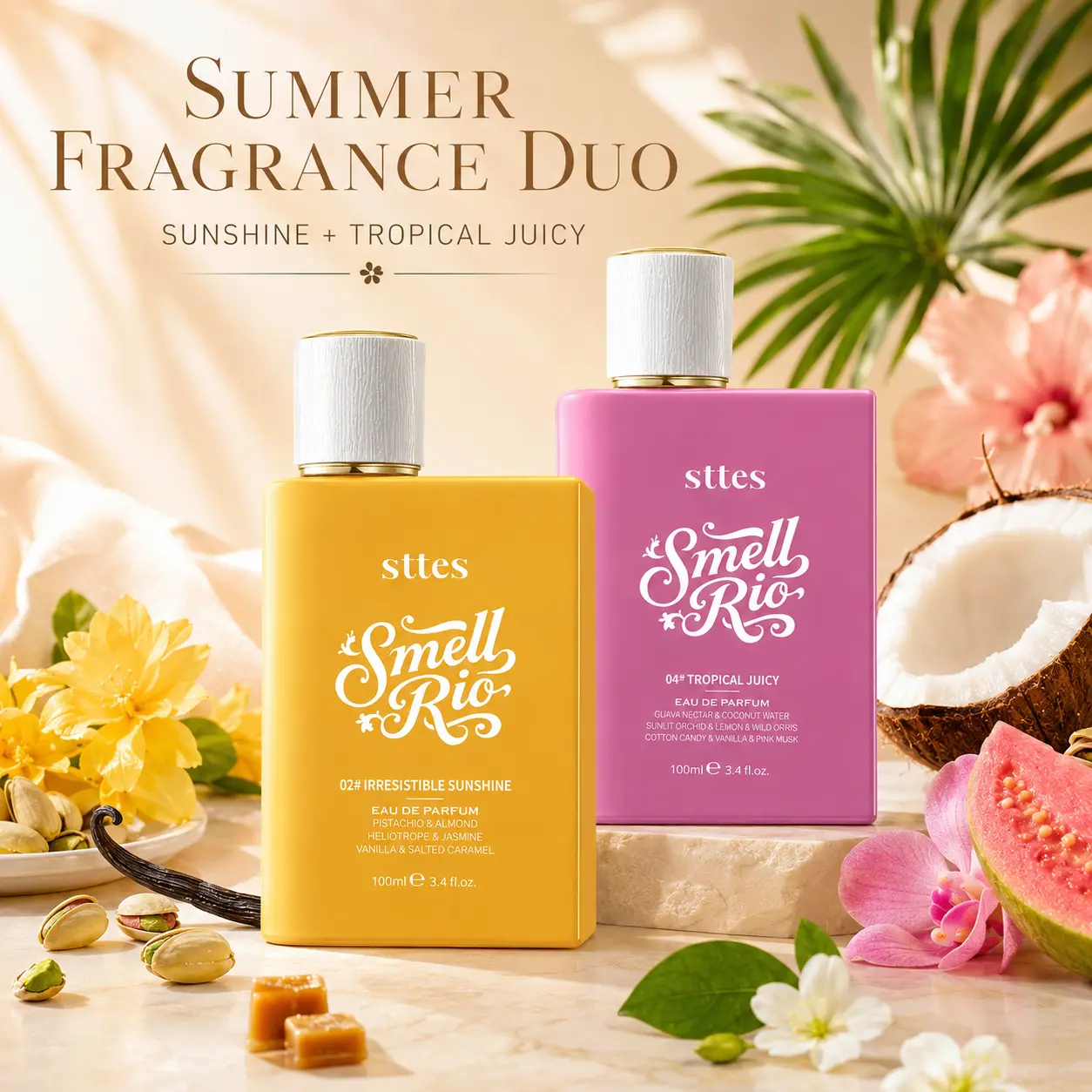 New STTES Perfume Collection – Choose 02# Irresistible Sunshine or 04# Tropical Juicy – Eau de Parfum for Women – Sweet Gourmand or Tropical Fruity Fragrance – 1 Bottle, 100ml / 3.4 fl oz