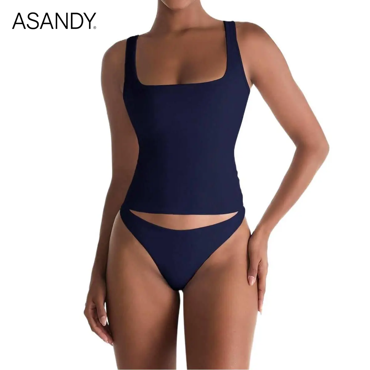 ASANDY Women's Bodysuit, Buttery Soft Square Neck Sleeveless Tank Top Shapewear with Tummy Control, Double Layered Slim Fit for Summer Going Out, Bodysuit For Women, Tummy Slimming, Style, Casual, Elegant, Belly Slimming Women's Tanks & Camis