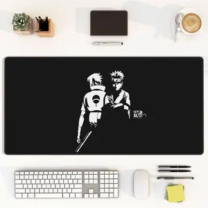 [Sale Up To 50%] Naruto vs Sasuke Black White Desk Mat Anime Mouse Pad
