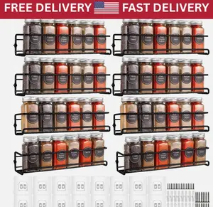 8 Pack Spice Rack Wall Mount Hanging Spice Shelf Organizer for Cabinet Storage