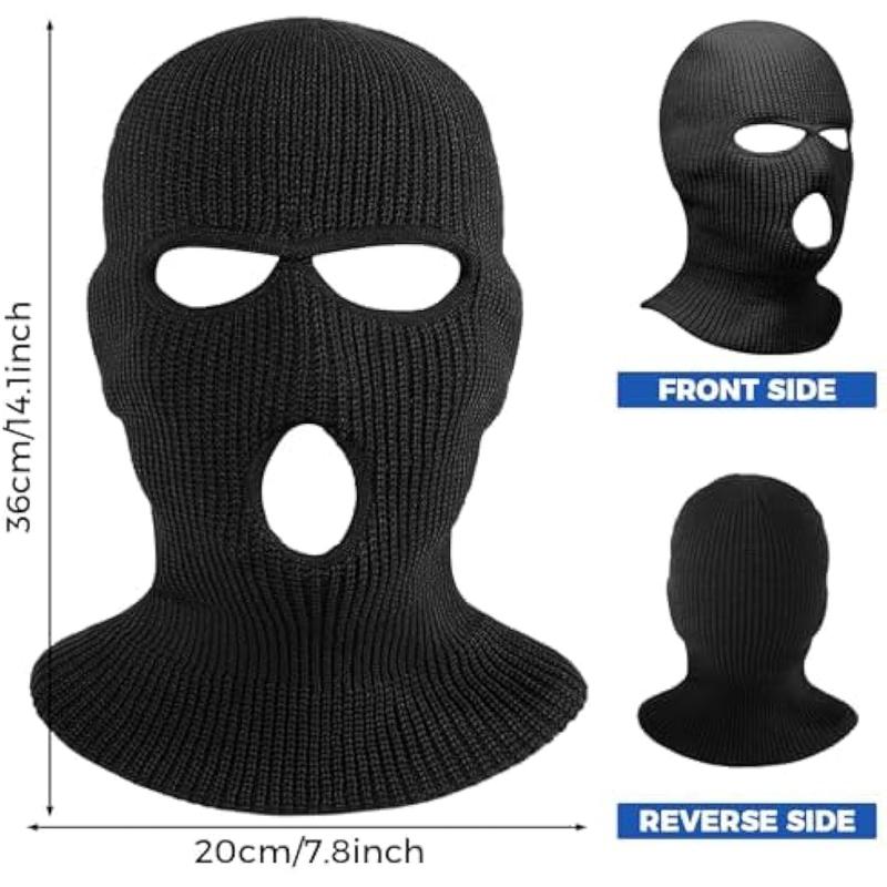 2pcs 3 Hole Winter Knitted Mask, Car Seat Protector for Head Rest, Full Face Cover Ski Scarf Mask Warm Balaclava for Adult Skiing, Motorcycle,Wind Protection