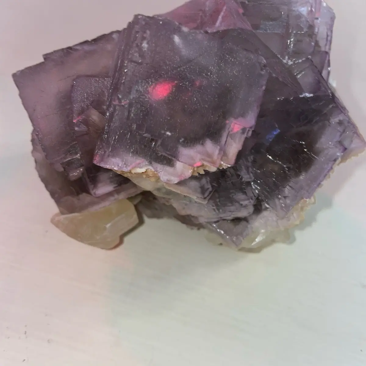 Large Natural Purple Fluorite Stone UV Reactive with Calcite natural crystal