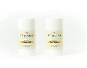 St Johns Bay Rum Aluminum Free Deodorant 2 Packs - Natural Vetiver & Bay Rum Scent - Odor-Free Guarantee - 2.6 oz