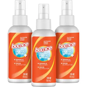 Bounce Anti Static Spray, 3 in 1 Instant Anti Static Spray & Instant Wrinkle Release, Odor Eliminator & Fabric Refresher, Travel Size (3 Oz,Pack of 3)