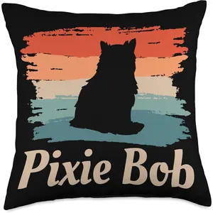 Vintage Retro Pixie Bob Cat Lover Throw Pillow