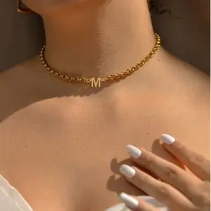 Fashion Stainless Steel Initial Link Chain Choker Necklace