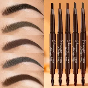 5 Color Eyebrow Pencil Set, Waterproof Sweatproof Smudge Proof, Long Lasting Makeup Brush Included, Perfect for Daily Use