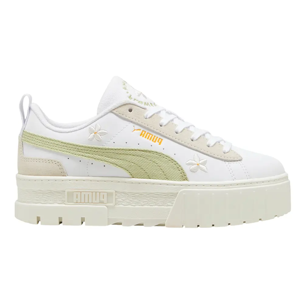 PUMA Womens Mayze Embroidery Platform Sneakers Shoes Casual - White
