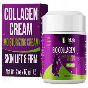 Inlife Plus + Hydrolyzed Collagen Cream with Elastin, Vitamins E & C (2 Oz) Face and Neck Firming and Tightening cream, Supports Firmness, Elasticity, Deep Hydration & Skin Rejuvenation (1)