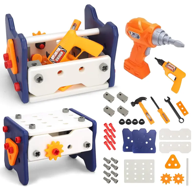 Kids Tool Set, Tool Box Kit for Kids，Tool Set with Drill,Pretend Play Construction Toys Tools for Boys Girls, Christmas Birthday Family Day Gifts，Best Birthday Gifts