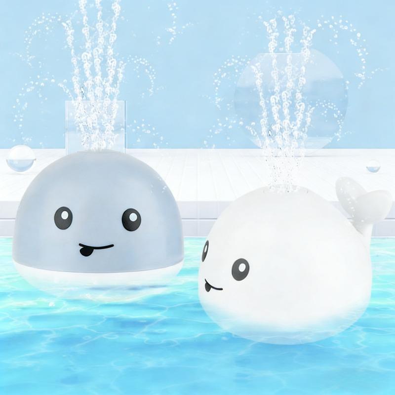 Light Up Whale Bath Toy Sprinkler Toddler Bathtub Fountain Pool Water Toy for 6-18 Months Babies and 1-3 Year Boys Girls