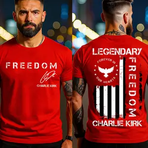 Freedom 14th October Wear Red Shirt, Legendary America Flag 2 Sided T-shirt, Forever In Our Hearts Memorial T-shirt, Tribute CJK, Graphic True American Patriot Top, Gift For Him