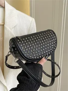 Versatile Heavy-Duty Stud Design Shoulder Dumpling Bag, Spicy Girl Style Crossbody Commuter Bag, Stylish and Functional Handbag, Fashionable Shoulder Bag, Domed Crossbody