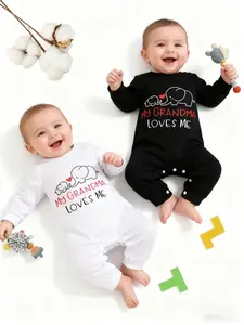 Best Twin Gift Set, 2-Piece Cute Baby Long Sleeve Onesies, Adorable Cartoon Letter Print, All Seasons, Unisex for Boys and Girls, Baby Clothing