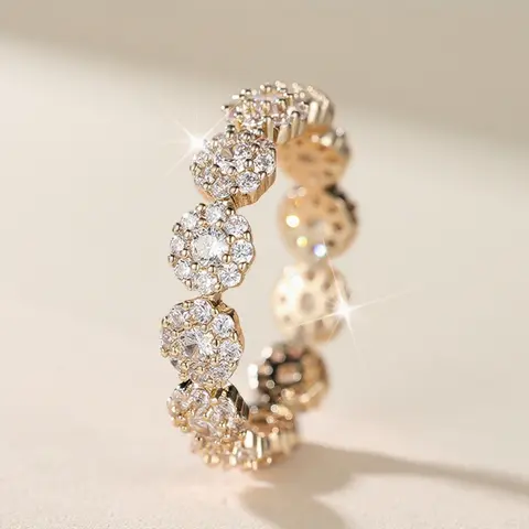 Flower Ring for Women Gold Color Stackable Band Ring with Synthetic Zirconia, Bridal Engagement Ring Wedding Engagement Jewelry Perfect Jewelry Gift for Daily Wear, Stackable Rings, Beautiful Rings