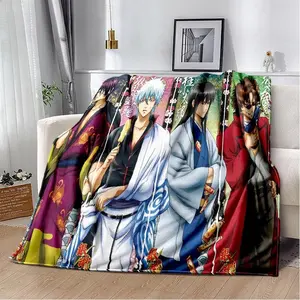 Cartoon Blanket Sofa Gintoki Kagura Gintama Warm Bed  Custom Nap Home Fluffy Soft Blankets King Size Microfiber Bedding