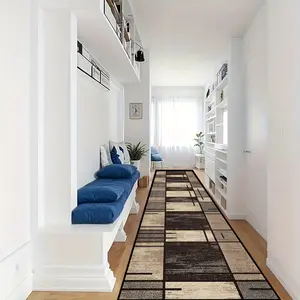 1pc Vintage Checkered Geometric Home Decor Rug - Machine Washable, Easy to Clean, Thick & Comfortable, Non-Slip - Ideal for Hotel Entrance, Living Room, Home Decor Rugs