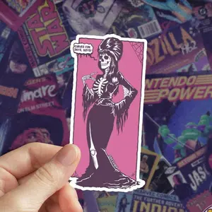 Skelvira Vinyl Sticker Retro Horror Halloween Decal for Laptop, Water Bottle, and Car