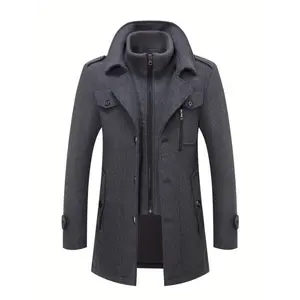 Stylish Men's Wool-Blend Blazer, Soft Fabric, Classic Lapel, Solid Color, Fall/Winter