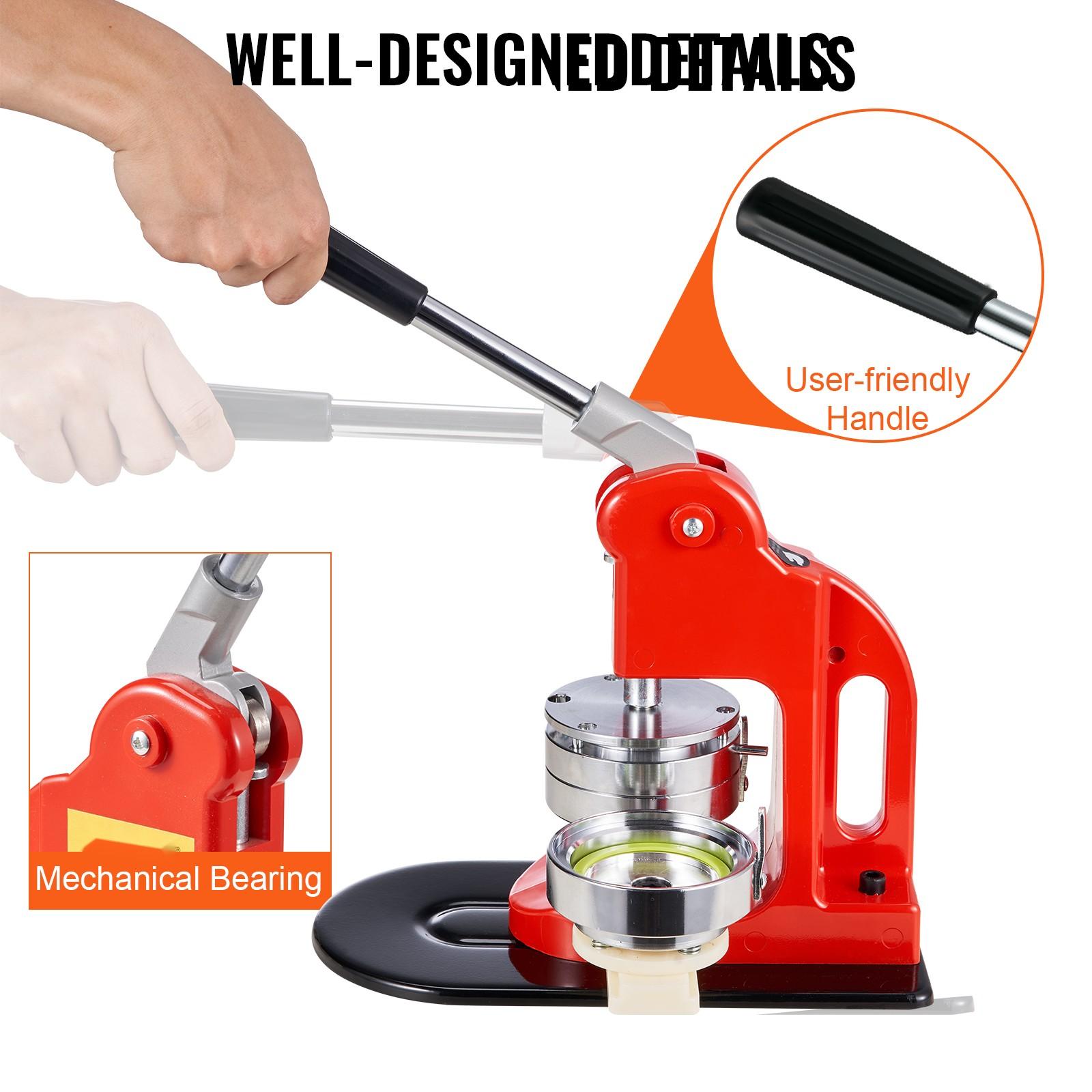 Button Maker Machine For Custom Badges And Pins, 3 Inch (75mm) Press Kit With 500 Parts, Badge Pin Press Tool, DIY Craft Equipment, Button Making Starter Kit, Adjustable Lever, Durable Steel Construction, Includes Parts And Guide