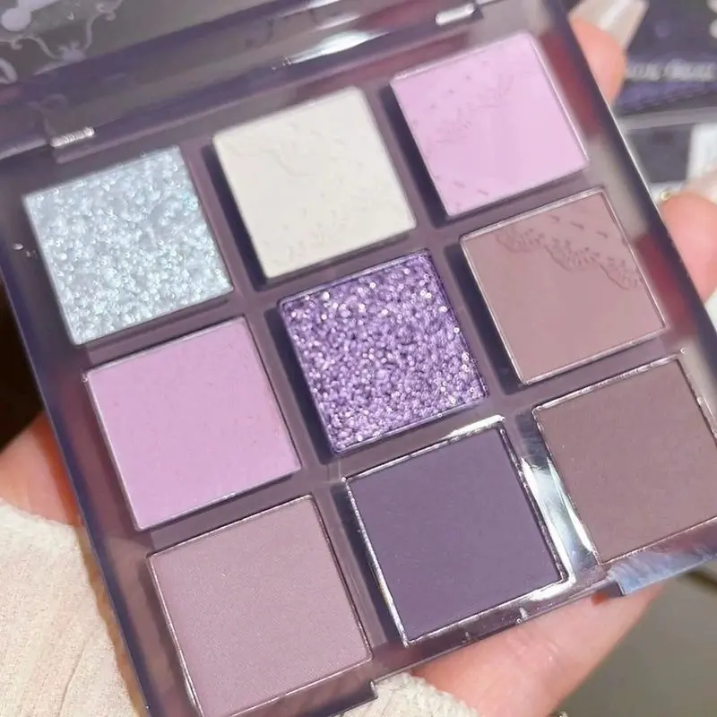 9 Color Purple Tones Eyeshadow Palette, Matte and Glitter Shimmering Eye Shadow Makeup Palette, Highly Pigmented Palette Colorful Eye Makeup Products, Trending Makeup, Summer Makeup, Korean Makeup, 2000s Makeup