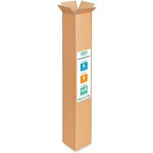 Tall Moving & Shipping Boxes 6x6x48 inches (10-Pack) - Extra Strength 200 lb vs Regular - Corrugated Durable Packing Boxes - Cardboard Box Moving Stuff - Eco Shipping Box by IDL Packaging