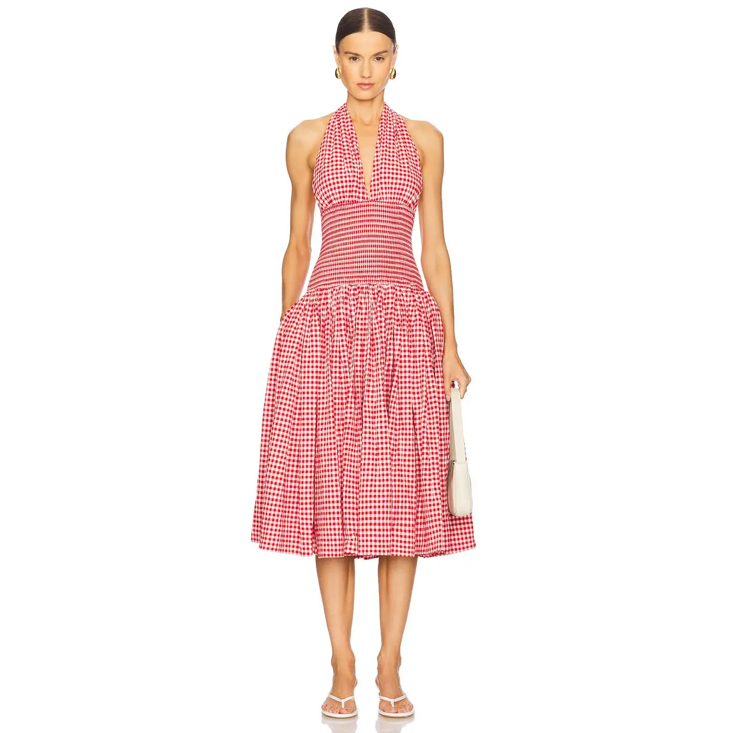L'Academie Gwen Midi Dress in Red & White - TikTok Shop