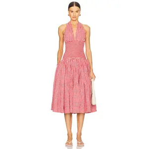 L'Academie by Marianna Gwen Midi Dress in Red & White