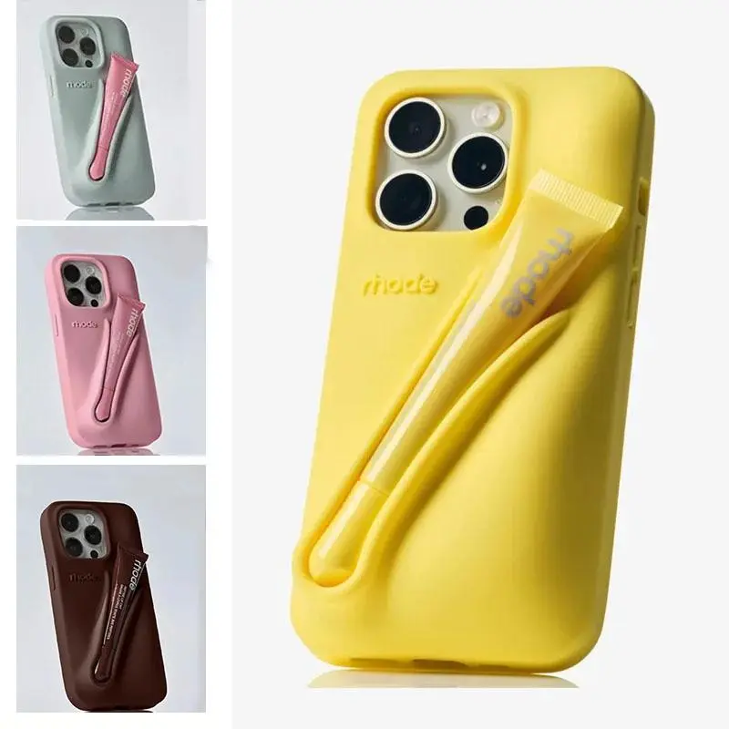 Rhode イエロー iPhoneケース リップ付き Rhode Lemontini Lip Balm Phone Case - Limited Edition – Luxe by Kan