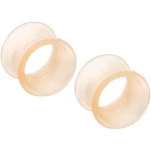 - Pale Peach Flesh Tone Thick Wall Double Flared Silicone Ear Tunnel Plugs Gauges, Sold As Pair