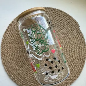 Palestine 16oz Glass Tumbler with Glass Straw for Beverages - Drinkware Bottle