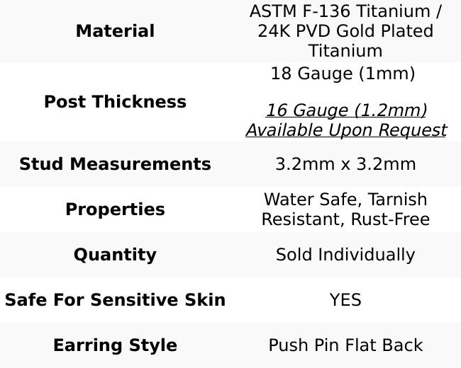 Mini Heart Titanium Flat Back Stud (Single)