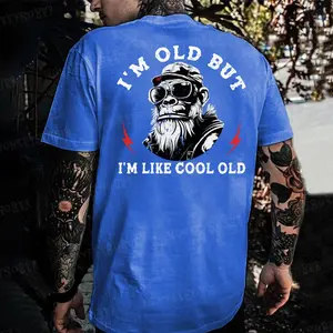 Monkeysober Pure Cotton Men's Suitable For All Seasons I'm Old But I'm Like Cool Old Funny Monkey Personalized Cool Interesting Optimistic Casual And Comfortable Gift Men's T-shirt