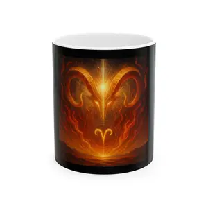 Ram Symbol Ceramic Mug - Aries Gift, Astrology Coffee Cup, Zodiac Decor, Spiritual Drinkware, Birthday Present