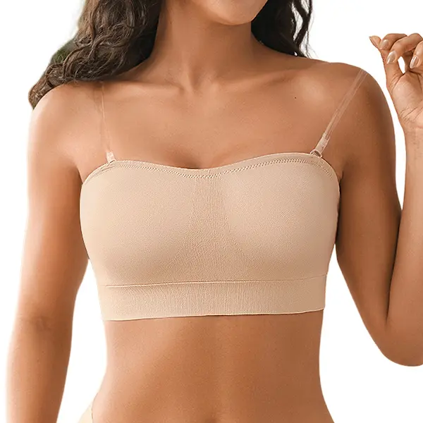 Deangelmon Stay-Put Strapless Bra Invisible, Wire-Free with Silicone Grip Seamless Bandeau for Off-Shoulder & Wedding Wear