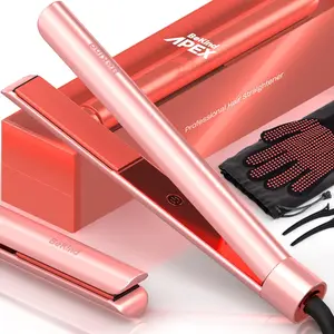 Apex 2-in-1 Hair Straightener Flat Iron | 1“ 460°F Straightener and Curler for All Hairstyles | UltraSmooth Tech | 15s Fast Heating & Temp Memory | Gift Set for Girls Women (Apex Peach)