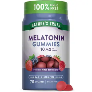 Nature's Truth Melatonin 10 mg Gummies - 70 Count - Berry Flavor - Vegan, Non-GMO, and Gluten Free Supplement