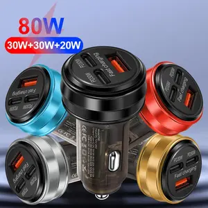 80W USB-C Automotive Car Charger, 1 Count Multipurpose 3 Ports Car Charger, Fast Charging Car Charger for Smartphone, Tablet & Laptop Owners