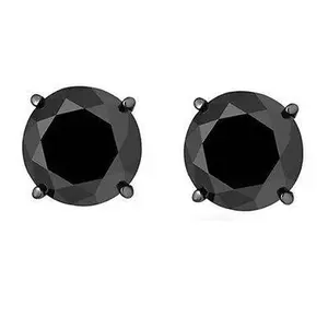 2Ct Black Gold Round Black Diamond Push Back Studs Earrings 14k Gold