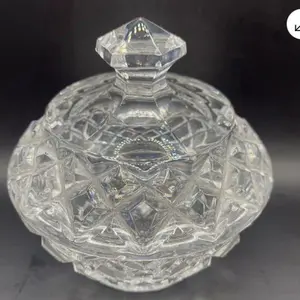 Crystal Glass Lidded Trinket Dish/ Sugar Bowl