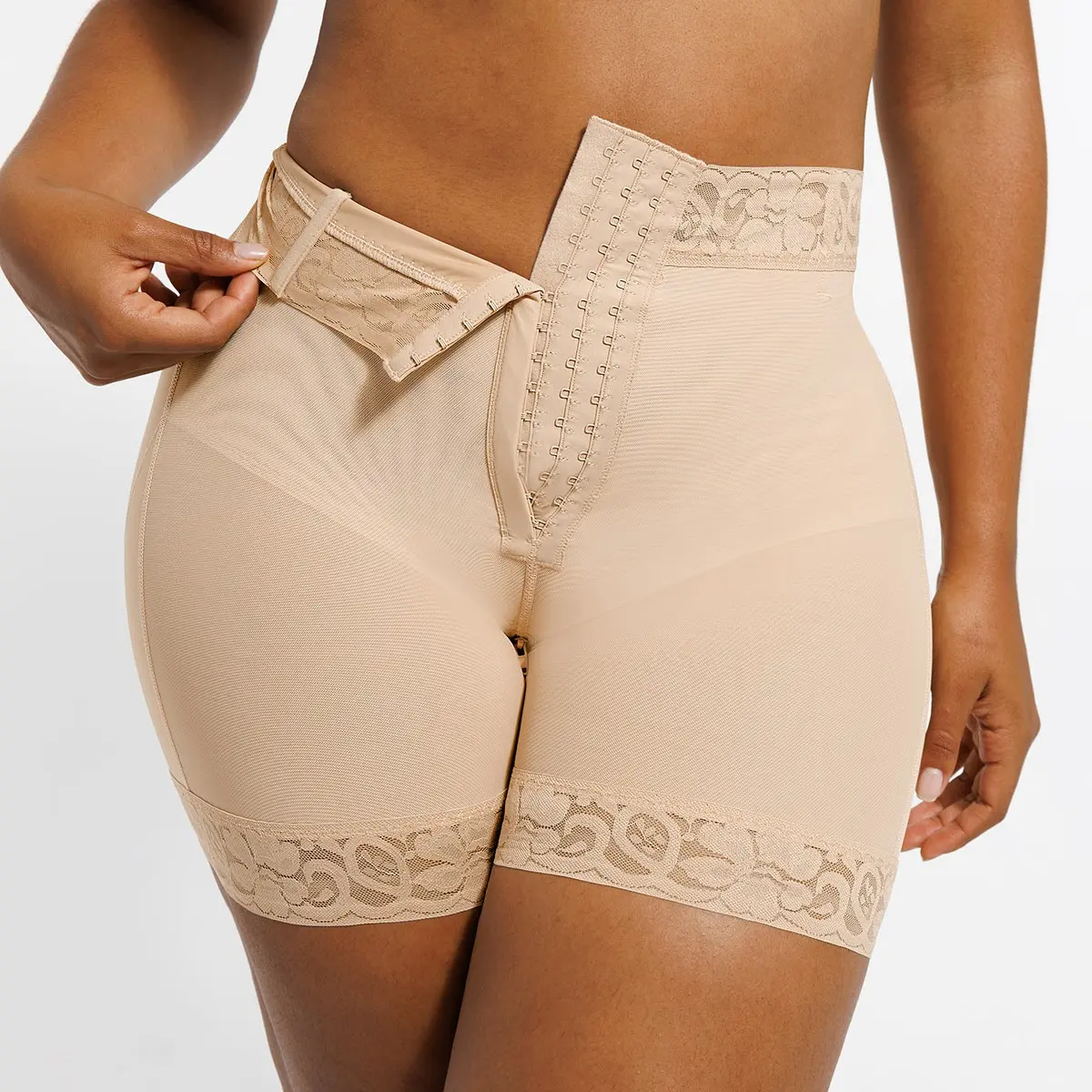 Triple-Hook-and-Eye Closure-Beige