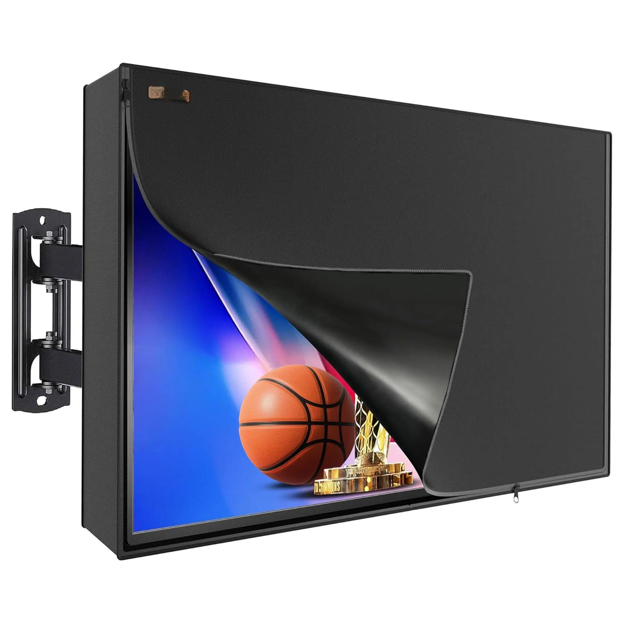 Outdoor Tv Cover 60-65 Inch  600d Heavy Duty Waterproof Protector With 3 Sides Full Zipper Fits Up To 58.5"w*35"h Weatherproof Outside Television Covers Enclosure For Flat Screen Tvs