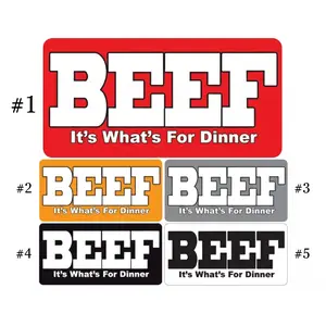 BEEF. It's What's For Dinner Logo Decal Set, Assorted Colors Vinyl Sticker Pack, Not a plate, title adjusted