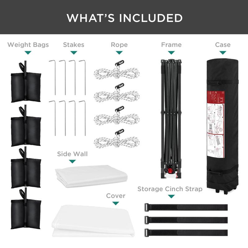 Best Choice Products 10x10ft Easy Setup Pop Up Canopy, Portable Tent w/ Side Wall, 1-Button Push, Case