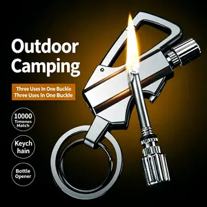 3-in-1 Multi-Functional Utensils Keychain with Bottle Opener & Lighter, Portable Outdoor Multi-Tool (Lighter Fluid Not Included)
