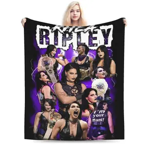 Rhea Ripley Team-Themed Wrestling Flannel Blanket - Super Warm, Cozy Throw Blanket for Sofa, Outdoor Use, Team-Themed Blankets